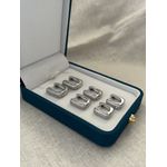 Brinco Argola Quadrada Cravejada Banhado Ródio Branco