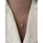 Colar Cruz Abaulada Banhado a Ouro