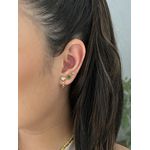 Brinco Ear Hook Cravejado Colorido Banhado a Ouro 