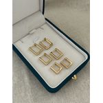 Trio Argolas Quadradas Banhadas a Ouro