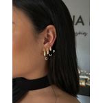 BRINCO ARGOLA TRIANGULAR CRAVEJADA BANHADA A OURO