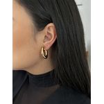BRINCO ARGOLA TUBO ORGÂNICA BANHADA A OURO