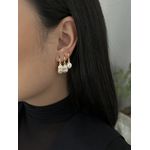 Brinco Argola Pérola Única Pendente Banhada a Ouro