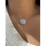 COLAR FIO DE NYLON COM PINGENTE DE OLHO GREGO BANHADO A OURO