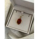 PINGENTE RESINA OVAL TERRACOTA BANHADO A OURO