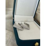 Brinco Argola Quadrada Micro Cravejada Banhado a Ródio Branco 