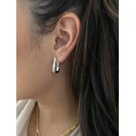 Brinco Argola Triangular Banhado a Ródio Branco 