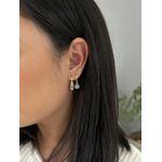 BRINCO ARGOLINHA OLHO GREGO TRIPLO PENDENTE BANHADO A OURO