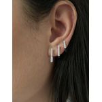 Trio Argolinhas Quadradas Cravejadas Ródio Branco 