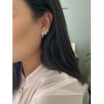 Trio Argolinhas Quadradas Cravejadas Ródio Branco 