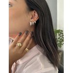 Trio Argolas Sextavadas Banhadas a Ródio Branco