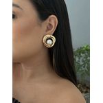 Brinco Entrelaçado com Pérola Banhado a Ouro