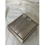 Brinco Franja Cascata Banhado a Ródio Branco