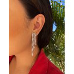 Brinco Franjas Navete Banhado a Ródio Branco