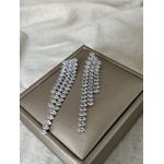 Brinco Franjas Navete Banhado a Ródio Branco