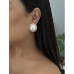 Brinco Botão Pérola Banhado a Ouro