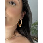 BRINCO ARGOLA OVAL MAXI BANHADA A OURO