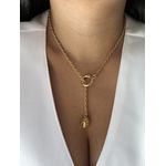 COLAR GRAVATINHA CORRENTE TORCIDA COM PINGENTE ORGÂNICO BANHADO A OURO