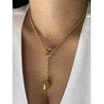 COLAR GRAVATINHA CORRENTE TORCIDA COM PINGENTE ORGÂNICO BANHADO A OURO