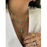 COLAR FITA LAMINADA COM TURQUESA BANHADO A OURO
