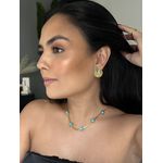 COLAR FITA LAMINADA COM TURQUESA BANHADO A OURO