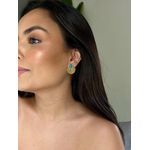 BRINCO LEQUE COM TURQUESA BANHADO A OURO