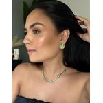 BRINCO LEQUE COM TURQUESA BANHADO A OURO