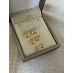 Trio de Argolinhas Abauladas Banhadas a Ouro