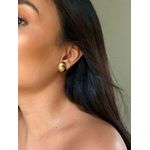 BRINCO BOTÃO MEIA LUA BANHADO A OURO 