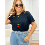 T-Shirt Cherry 3D Preta 