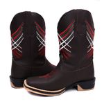 Bota Texana Masculina Country Bico Quadrado Couro Sola Jump Delegada Cano Alto Preta