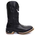 Bota Texana Masculina Country Bico Quadrado Couro Sola Jump Delegada Cano Alto Preta 