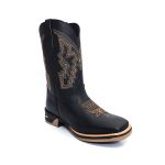 Bota Texana Masculina Country Bico Quadrado Couro Sola Jump Delegada Cano Alto Preta 