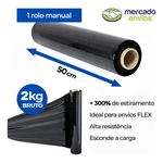 FILME PLASTICO STRECH PRETO ROLO 500M - 1,7KG