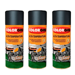 KIT COM 3 SPRAYS ALTA TEMPERATURA PRETO FOSCO COLORGIN