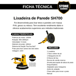 Lixadeira Manual 180mm c/ LED SH700 710W 220V Stone Hammer