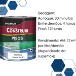TINTA ACRILICA PISO PREMIUM AMARELO DEMARCAÇÃO 3,6LT CONSTRUIR