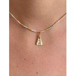 Pingente Mini Santa Teresinha de Jesus Ouro com Brilhante