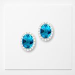 Brinco Chakra laríngeo topázio azul swiss