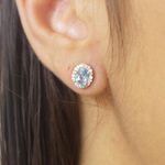 Brinco Chakra laríngeo topázio azul swiss