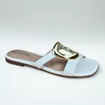 Rasteirinha Feminina Beira Rio Off White com Detalhe Dourado