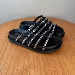 Papete Feminina Saltonela Preta com Pedrarias