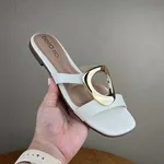 Rasteirinha Feminina Beira Rio Off White com Detalhe Dourado