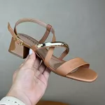Sandália Feminina Beira Rio Caramelo com Salto Bloco