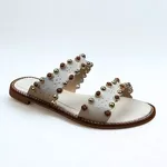 Rasteira Feminina A.B Off White com Aplicações Decorativas