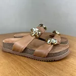 Papete Feminina Beira Rio Caramelo com Detalhes Metalizados