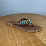 Chinelo Feminino A.B Marrom com Aplicações Decorativas