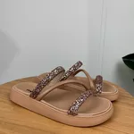 Papete Feminina Moleca Rose com Tiras em Brilho