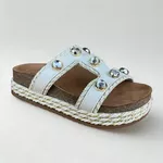 Papete Feminina Beira Rio Off White com Pedrarias