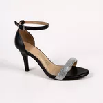 Sandália Feminina Vizzano Preta para Festa com Salto Fino e Brilho